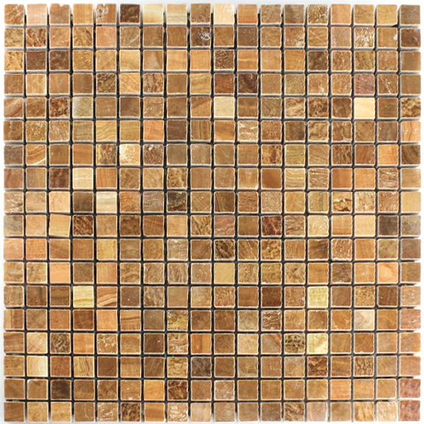 Mosaik Marmor Brun Polerad 15x15x7mm