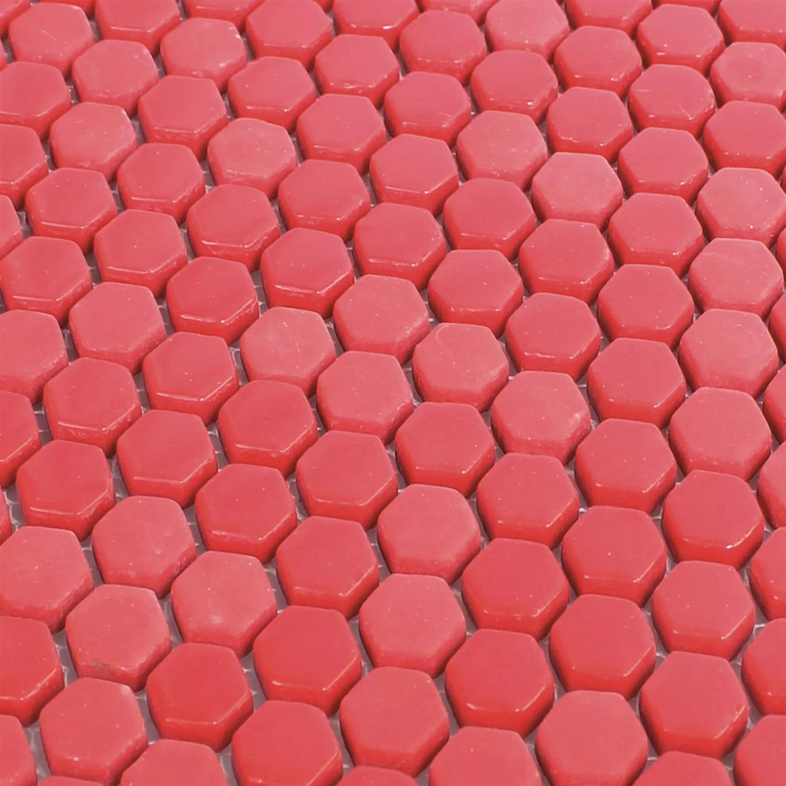 Glasmosaik Plattor Brockway Hexagon Eco Röd