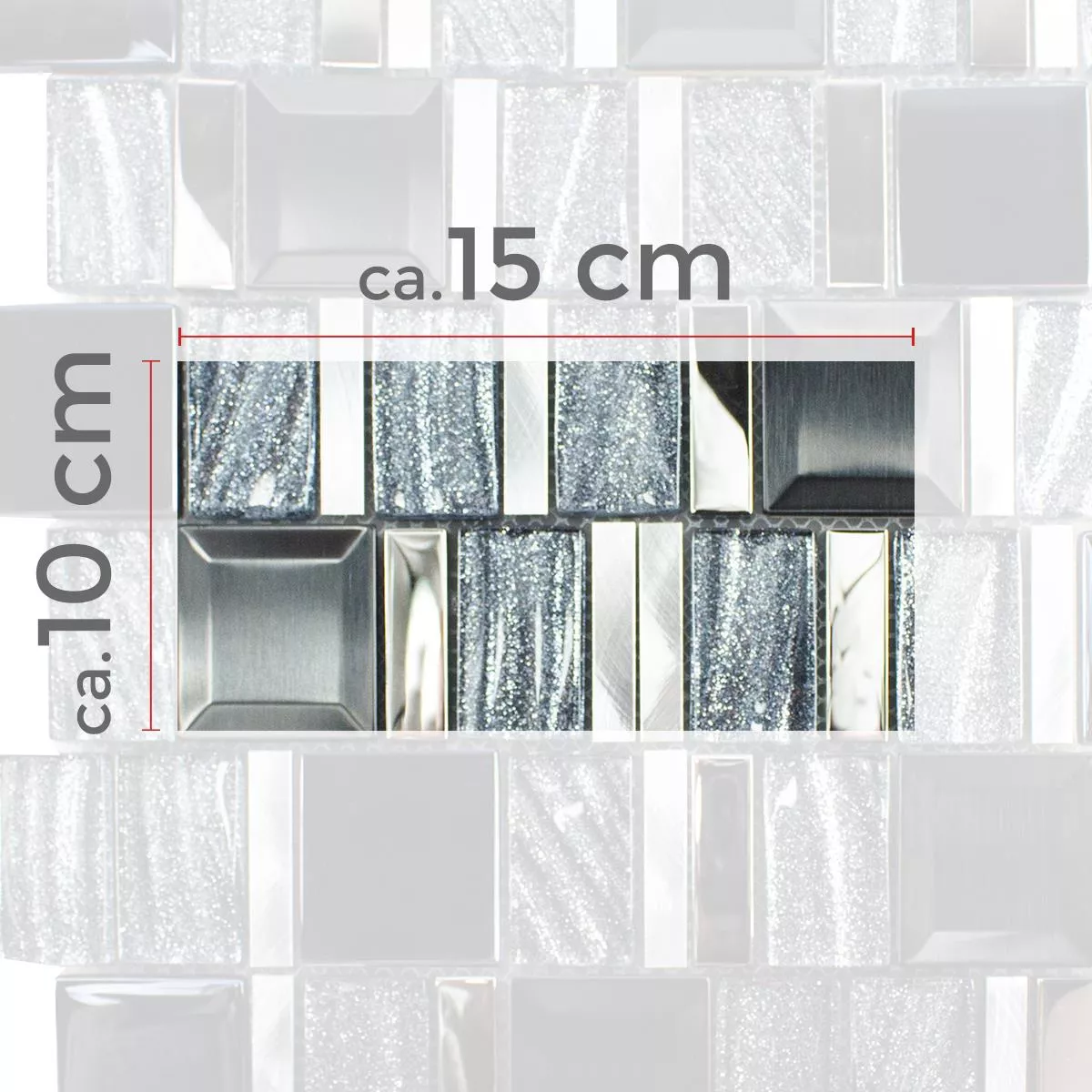 Prov Glas Aluminium Mosaik LaCrosse Svart Grå Silver