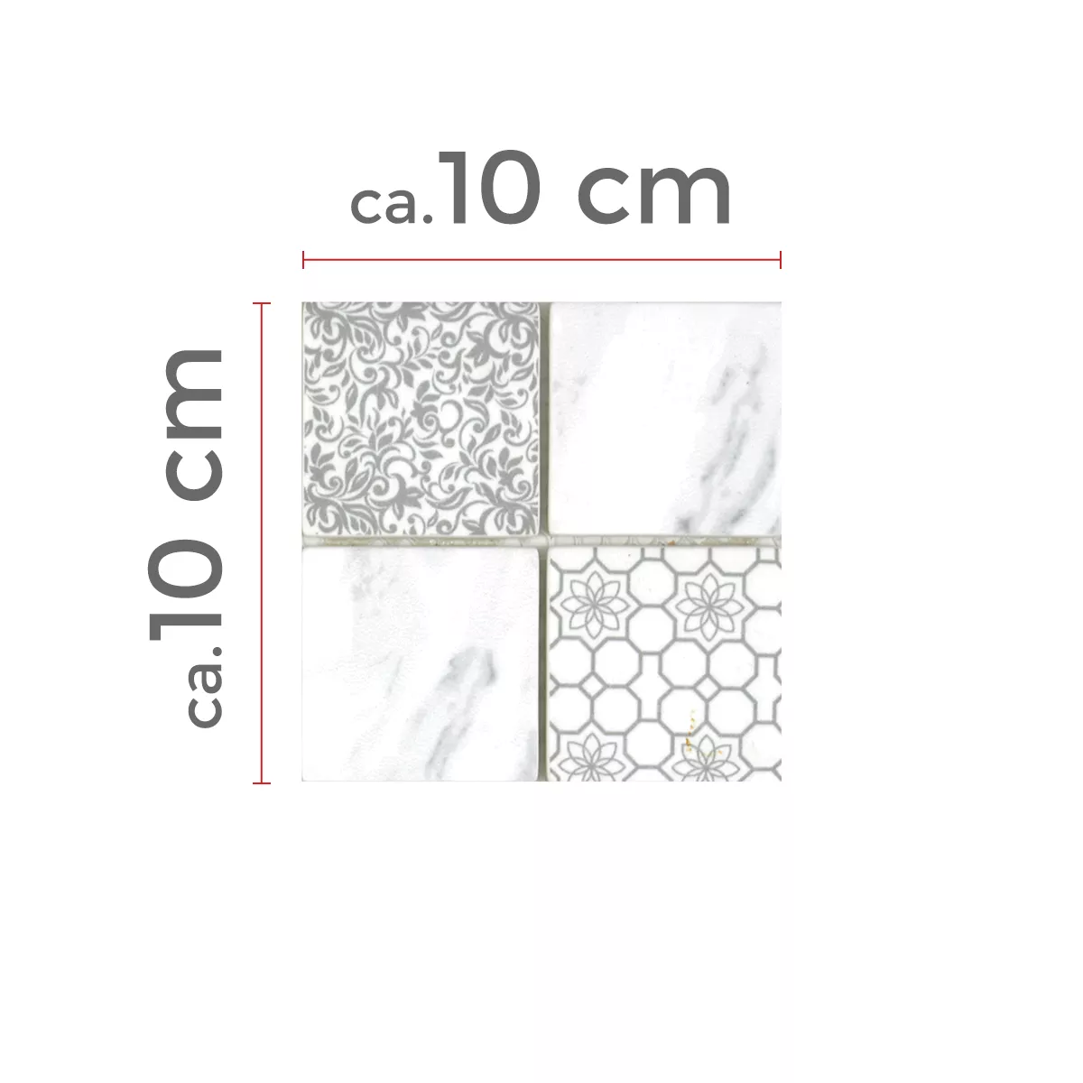 Prov Glasmosaik Plattor Acapella Carrara Fyrkant