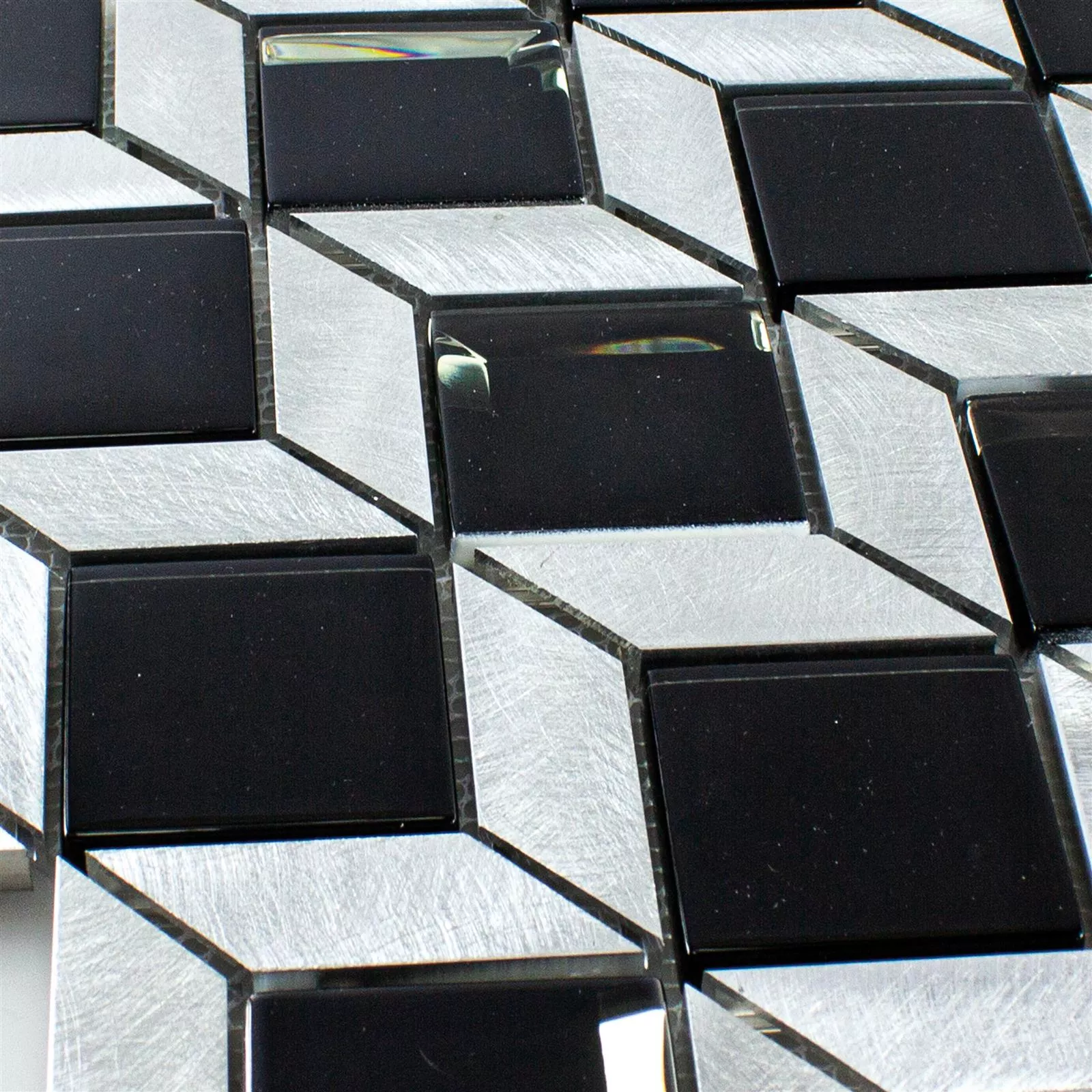 Glas Metall Mosaik Tanja Svart Silver Tärning