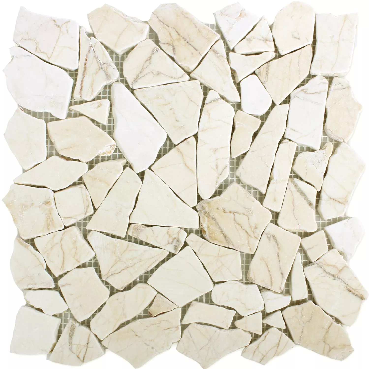 Mosaik Marmor Brott Gulden Cream Polerad