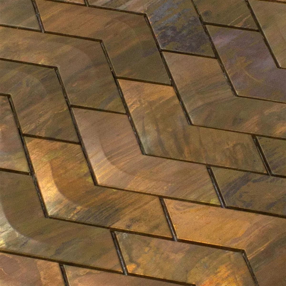 Metall Koppar Mosaik Copperfield 3D Våg