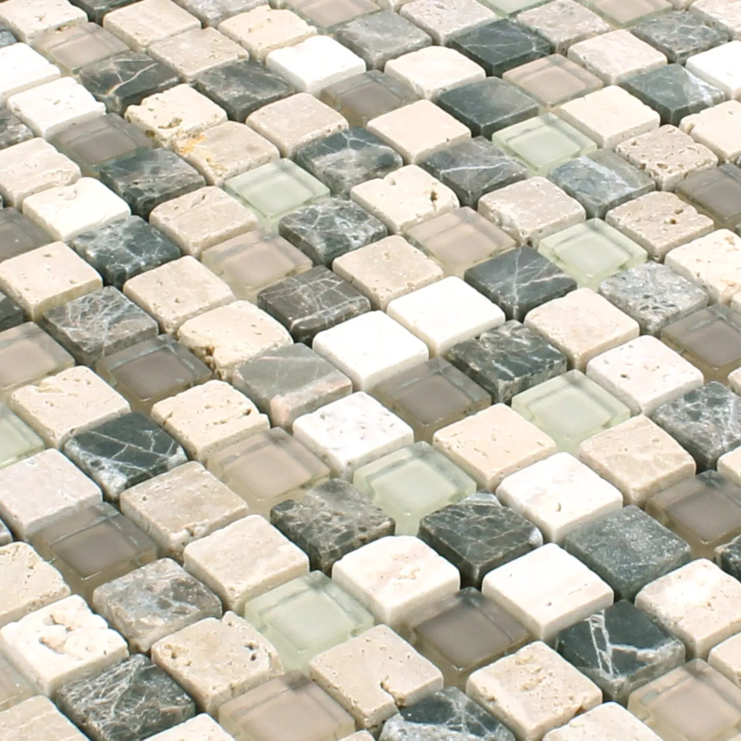 Prov Mosaik Milos Glas Natursten Mix Brun Beige Quadrat