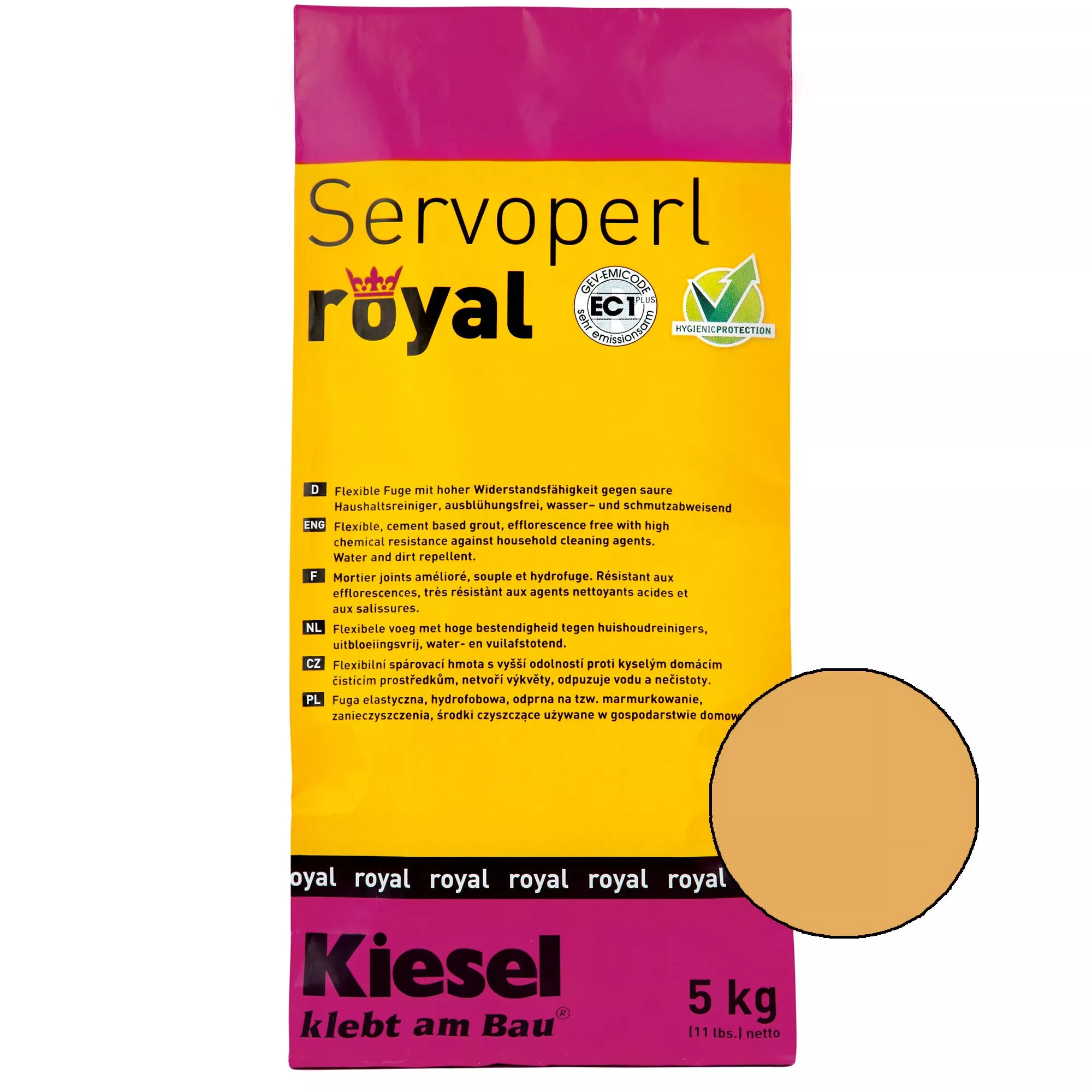 Kiesel Servoperl Royal - Flexibel, Vatten- Och Smutsavvisande Fog (5KG Sahara)