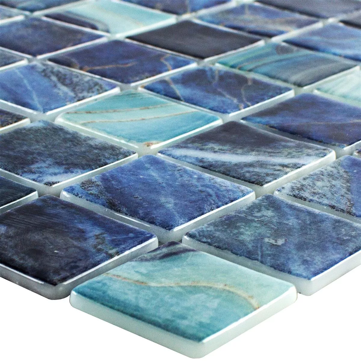 Glas Swimmingpool Mosaik Baltic Blå Turkos 38x38mm