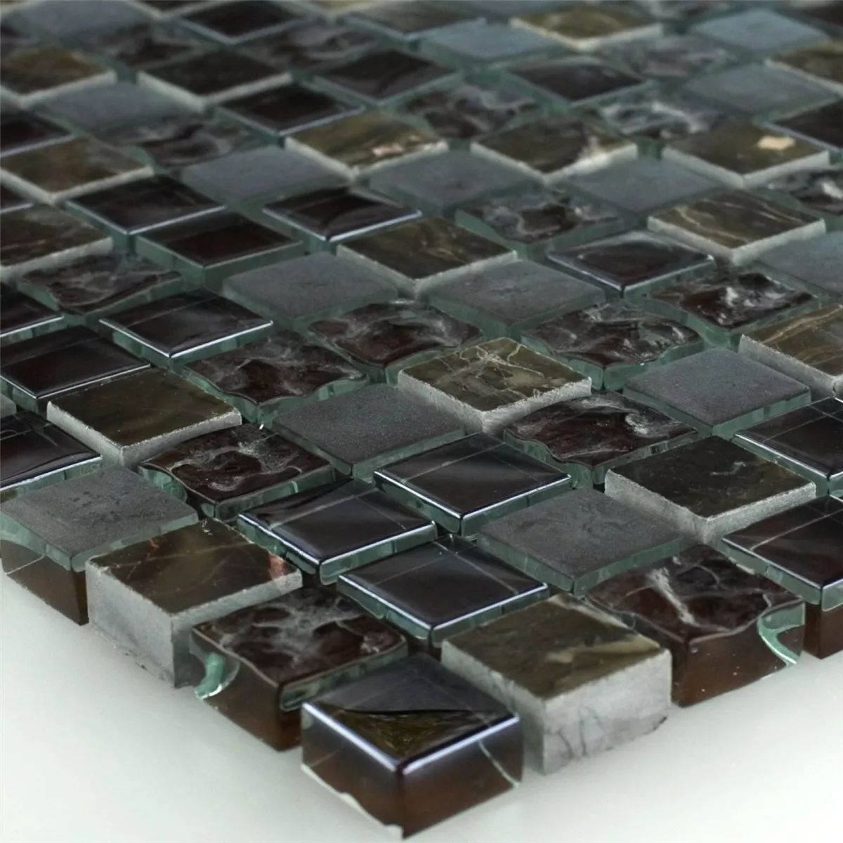 Mosaik Glas Marmor Mix Sintra Brun 15x15x8mm